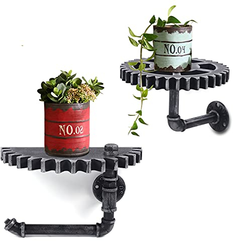 RibasuBB 2Pcs Rohr Regalhalterungen Industrie Regal Halterung Tube Rack Industrie Regal Vintage Industrial Gear Pipe Regal Wandregalhalter Wohnkultur