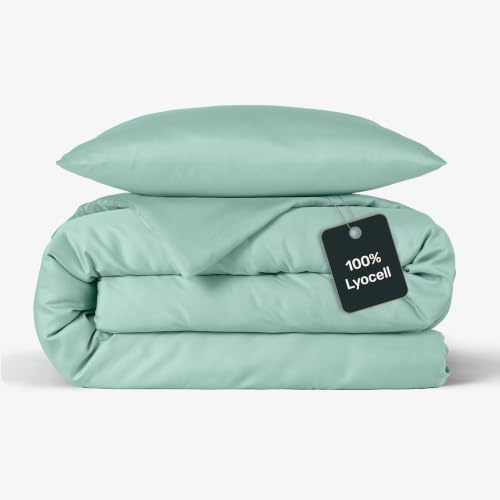 twenty:three Lyocell Bettwäsche (1x) 200x220 + (2X) 40x80 Mint Green - 100% Tencel - Gewonnen aus Eukalyptus - Hochwertig - Nachhaltig - Atmungsaktiv - Luxus - Hypoallergen