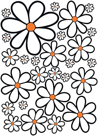 GamesMonkey® - Adesivi Auto Fiori Margherite Prilblumen Tuning - 27/54 / 108 Pezzi - Carrozzeria Divertenti Moto Bicicletta Stickers Vetri Casco (Medium, 27 Pezzi, Col 005)