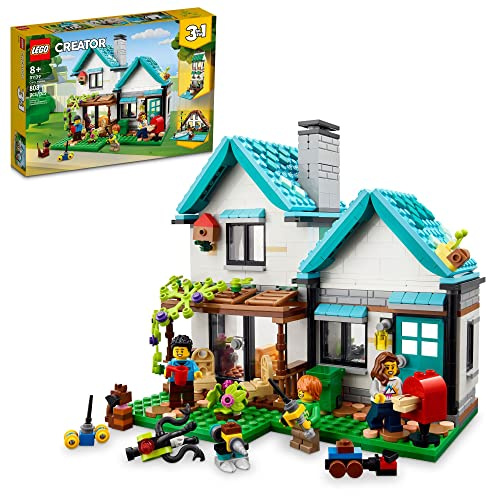 Creator 31139 - Kit 3 in 1 Cozy House ricostruzione in 3 case diverse, include figure familiari e accessori, idee per giocattoli da costruzione fai da te per bambini,
