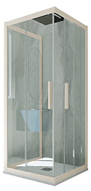 Box doccia 3 lati scorrevole 75x75x75 CM H 200 Vetro Trasparente Profilo Champagne mod. Kolors Trio