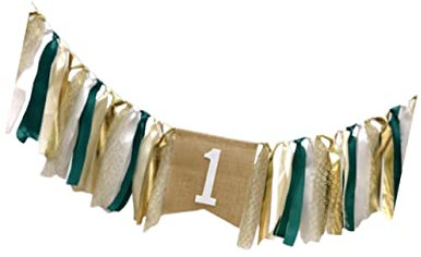 HONMEET Dunkelgrüne Wimpelkette Vintage-deko Für Babyparty Foto-requisiten Esszimmerstuhl-banner Party-zubehör