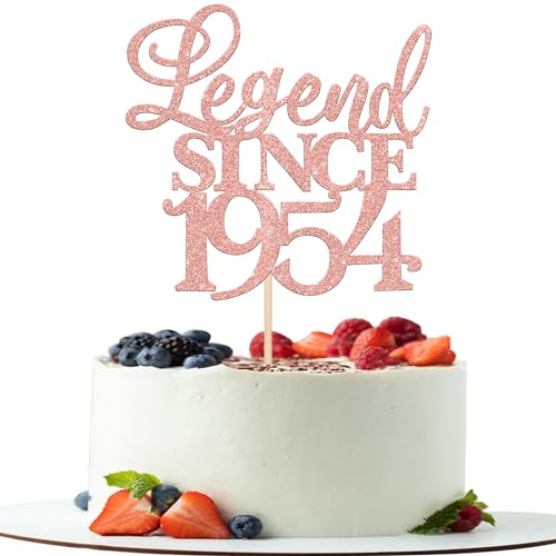 Xsstarmi 1 Pack Glitter Legend Since 1955 Cake Topper Seventy Cheers to 70 Years Old Cake Pick for Funny 70 Happy 70th Birthday Wedding Anniversary Party Cake Decorations Rose Gold