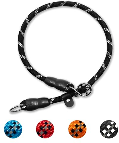 Hundehalsband mit Zugstopper, Dressurhalsung, Nylon Retrieverhalsband Reflektierend Verstellbare Hunde Halsband für kleine und mittelgroße Hunde Training, Breite 1.0 cm, Max Halsumfang 50 cm