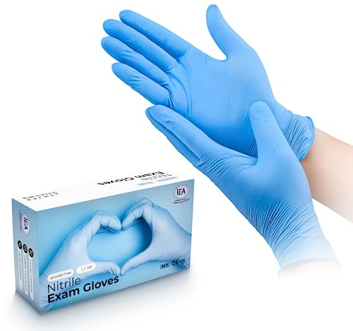 IEA Medical Nitrilhandschuhe L Blau 100 Stück, Einweghandschuhe, Reißfest, Untersuchungshandschuhe, Latexfreie Handschuhe, Einmalhandschuhe