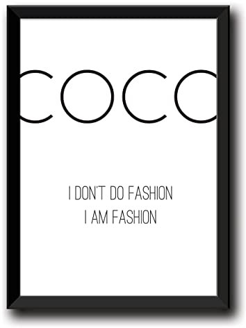Hogoshop – Kunstdruck “Coco - I don’t do fashion, I am fashion.“ Geschenkidee für Freunde, Familie und Kollegen