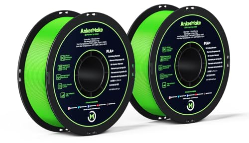 AnkerMake PLA+ 3D Druckfilament, AnkerMake Original Filament, 2er-Pack, 1kg, Robustes weiches Material, Hohe Klebekraft, Für schnelles Drucken geeignet