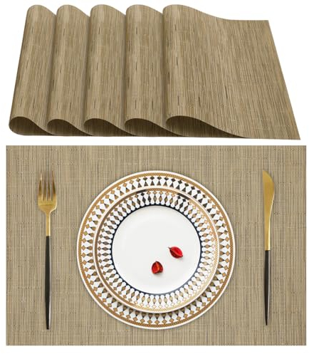 Lumaca Tovagliette Americane Lavabili, Set di 6 Tovaglietta Colazione (70% PVC,30% Poliestere),Resistenti al Calore, Antiscivolo,per Tavolo da Cucina e Ristoranti,Marrone