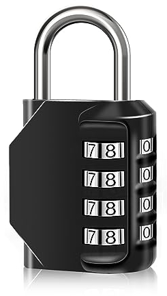 SUTOUG Combination Lock, Waterproof 4 Digit Padlocks with Number Code, Zinc Alloy Digit Lock for Door, Tool Boxes, Schools, Gym, Garden, Fences, Hasp Cabinet & Storage-Black