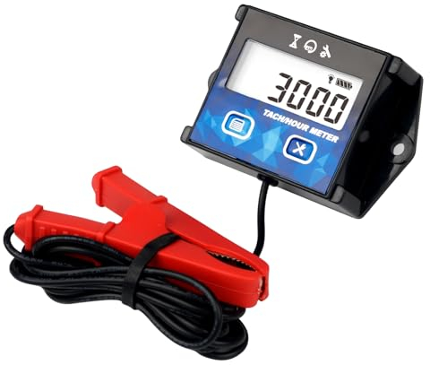 Taikemeti Betriebsstundenzähler für kleine Motoren, digitaler Drehzahlmesser, Wartungserinnerung, Batterie austauschbar, Design für gasbetriebenen Rasenmähergenerator, Kompressorkompressor.