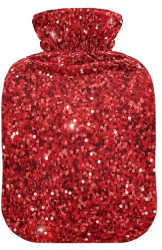 hot Water Bottle Velvet Transparent 2L fashy ice Pack for Injuries, Hand & Feet Warmer Red
