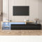 BTM TV Stand Cabinet, TV Stand LED, High-gloss Black TV Unit with Practical Storage, Glass Shelves & 7 Colors LED Lighting, 200x39x42cm