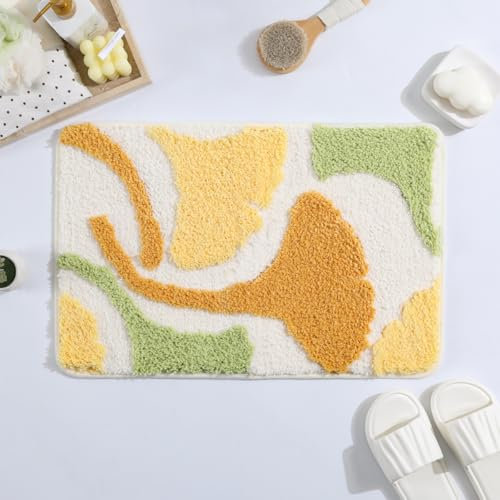Loismood Extra saugfähige Badematte, rutschfest und maschinenwaschbar, dicker flauschiger Badteppich für Dusche, Schlafzimmer und Küche (78,7 x 50,8 cm, Orange)
