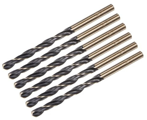 QUARKZMAN Lot de 6 Forets Hélicoïdaux de 5 mm (0,197) en Acier Rapide M2 Revêtus de Nitrure Noir et de Titane Doré Pour Acier Inoxydable, Alliage D'Aluminium et Métal