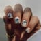 Agasar 24pcs Short Square False Nails Blue Flower Stick on Nails Gold Foil Press on Nails Removable Glue-on Nails Full Cover Fake Nails Women Brides Nail Art Accessories