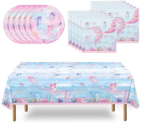 WERNNSAI Dinosaurier Partyzubehör Set - Aquarell Dinosaurier Teller Servietten und Tischdecken Set für Kinder Jungen Geburtstagsparty Dekorationen Geschirrset Für 16 Gäste 33 Stück