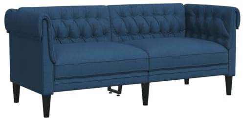 vidaXL Chesterfield-Sofa 2-Sitzer Blau Stoff