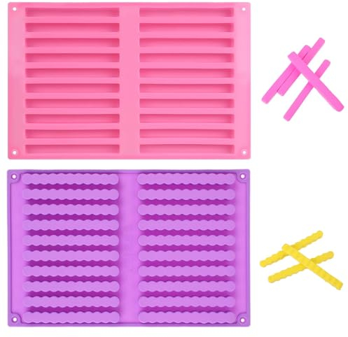Jeffdad 2 Stück Silikon Backmatte Hundekekse, Silikon Knabberstangen Backform Kekse Sticks Formen, Silikon Backmatte Hund Hundeleckerli Backmatte für Hundeleckerli Geeignet Süßigkeiten Kekse DIY