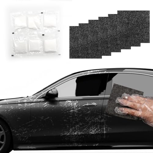 Celestia 6 PCS Nano Sparkle Cloth, Nano Sparkle Tuch für Auto Kratzer Entfernen Reparatur, Nano Magic Tuch für Auto Kratzer Entfernen Mit 6 Schutzhandschuhen, für Reparatur von leichten Kratzfarben