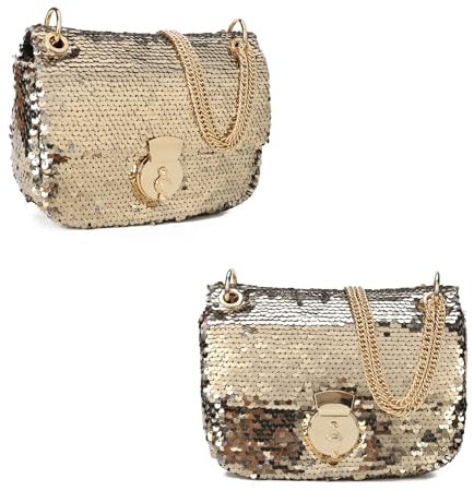 GLITZALL Crossbody Bags for Women Fashion Evening Party Shining Sequins Shoulder Bag Clutch Chain Strap Glitter Handbag