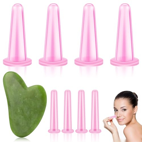 CZAYEFNH Ventosas Faciales,9 Piezas Ventosas Masaje, Guasha Facial,Perfecto para uso en el hogar o en entornos como salones de belleza