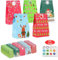 TOOELMON Geschenktüten Weihnachten, 100 Stück Klein Papiertüten Weihnachten mit Aufkleber, Bunt Kinder Geschenk Tüten Kraftpapier für Geschenke Mitgebsel Süßigkeiten Party