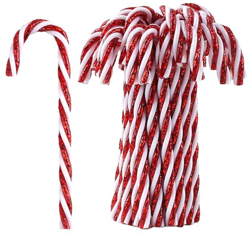 HERZWILD 32pcs Weihnachtsbaumschmuck Zuckerstangen zum Hängen Weihnachtsdeko Anhänger Zuckerstange Ornamente Xmas Tree Hanging (rot 12cm (ohne Loch) typeB)