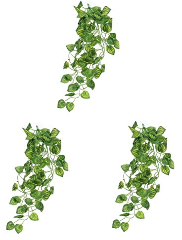 BESPORTBLE 3st Landschaftsbau Pflanzen Reptil Terrarienlandschaft Weinrebe Gecko Tank Künstliche Blätter Haustier Lebensraum Gecko-Tank Verlässt Green Plastik