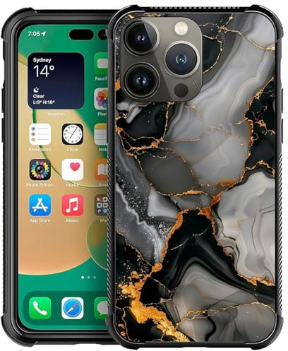 CARLOCA Compatible with iPhone 12 Pro Max Case, Gold Black Gray Marble Pattern for Girl Ultra Protection Shockproof Soft Silicone TPU Non-Slip Back