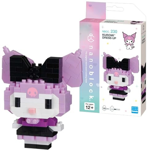 Nanoblock Sanrio Kuromi Dress Up Model - Mininano Building Blocks | Sanrio Mini Model Kits - Plastic Model Kits With Mini Bricks Make Great Sanrio Gifts - Kuromi Model Kit