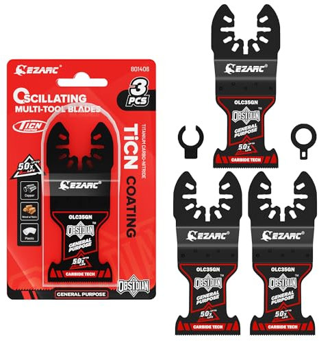 EZARC Hojas de sierra oscilantes de carburo de obsidiana, herramienta oscilante de múltiples materiales, liberación rápida para metal, clavos, madera, yeso, paneles de yeso y PVC, paquete de 3