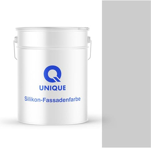 Q UNIQUE Fassadenfarbe Hellgrau 10L – Silikonharz-Außenfarbe, Wetterfest, Selbstreinigend, Hohe Deckkraft, UV-Beständig, Für WDVS, Beton & Mineralische Untergründe