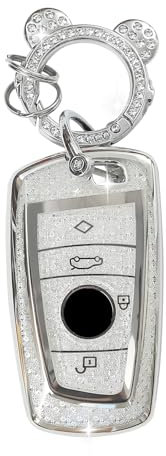 ZVRSUA Autoschlüssel Schutzhülle Passt für BMW,Schlüsselcover TPU Autoschlüssel hülle Kompatibel mit BMW 1er 2er 3er 4er 5er 6er F11 F10 F12 F20 F21 F25 F30 F31 X3 X4 M3 M4 M5 3GT 5GT (Silber)
