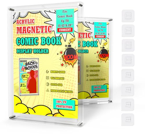 Starry 2ct Magnetische Comicbuch-Vitrine, UV-Schutz, Acryl, Comicbuch-Display-Schutzrahmen, Wandmontage, für die meisten Comics bis 26,5 x 17,5 cm