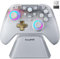 AKNES EasySMX D05 Mando Inalámbrico con Base de Carga para PC/Switch/iOS/Android, Joysticks y Gatillos Hall,2 Botones Traseros Programables,Tasa de sondeo de 1000Hz,Iluminación RGB Ajustable (Blanco)