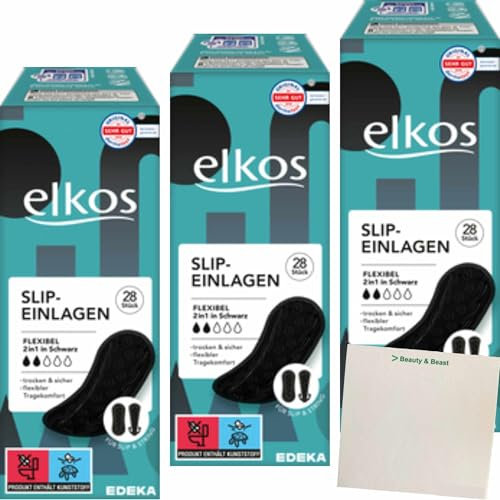usy Bundle für Elkos Slipeinlagen Flex 2in1 schwarz 3er Pack (3x28 Stück) + usy Block