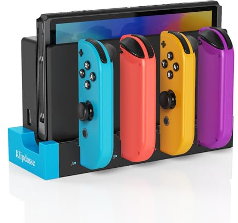 Charging Dock Compatible with Nintendo Switch/OLED, Charger Dock for Joy-Con Controller Charger Stand with LED Indicator, Charging 4 Joypad Controllers, Switch Joycon Charger Station
