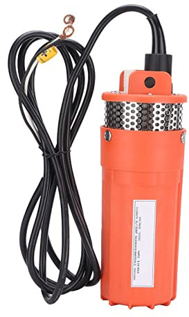 Pompe de Puits Profonds Submersible 12V, Démarrage/Arrêt Automatique, Filtre en Acier Inoxydable, Bruit Bas, 7m³ / H, Ascenseur 70m, Ferme de Batterie Solaire et Pompe de