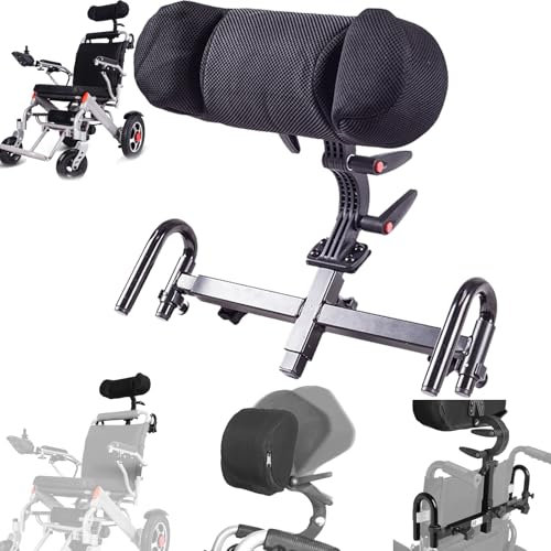 Rollstuhl Kopfstütze, Einstellbare Rollstuhl Zubehör Kopfstützen Rollstuhl Kopfstütze Nackenstütze Verstellbares Höhe und Winkel Universal Rollstuhl Kopfstütze Rückenlehne Atmungsaktive Stabile Stütze