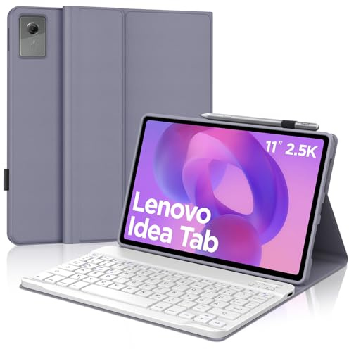 Occtingkind Hülle mit Tastatur für Lenovo Idea Tab 11 2025 TB-336FU/336ZU & Motorola Moto Pad 60 Neo & Lenovo Tab M11 2024 TB330FU, Bluetooth Keyboard, QWERTZ, ohne Beleuchtung/Touchpad, Lavendel
