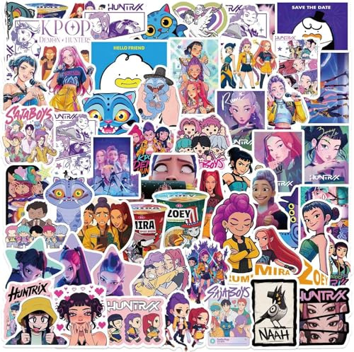 Niudazao 60pcs Kpop Demon Hunters Aufkleber mit Tralalero Tralala wasserdichte Vinyl Stickers für Autoscooter, Computer, Gitarre, Gepäck, Skateboard für Fans