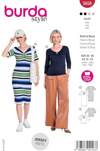 burda style Papier-Schnittmuster Damen Kleid & Shirt #5658 Gr. 36-48 Nählevel: leicht