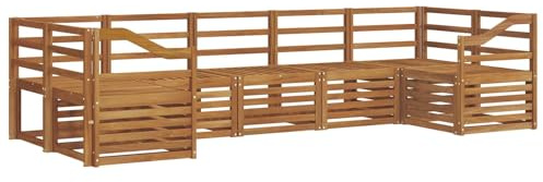 vidaXL Sofagarnituren 7 pcs Natur Massivholz Akazie, Akazienholz Gartenmöbel-Set, modernes Sofa, Coole Lounge, modulare Sitze, Pooldeck-Style