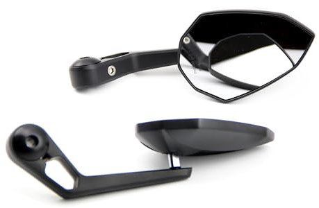 Lenkerendenspiegel Storm Schwarz M6 Universal| Alu Paar inkl. Lenkergewichte Motorrad Spiegel Lenkerspiegel Rückspiegel Universal