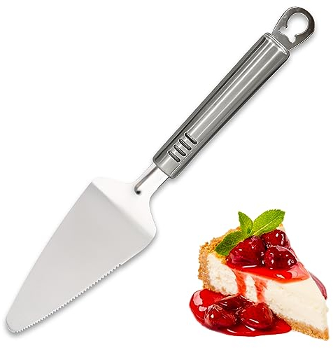 AEX Stainless Steel Cake Server Cake Cutter Spatula Server Mirror Polish Finish Pie Server Pizza Server Cutting Spatula for Wedding, Christmas, and Birthday (Silver)