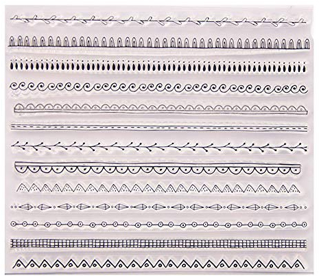 arriettycraft Transparente Gummistempel mit verschiedenen Wellen, Blätter und Linien, für Kartengestaltung, Dekoration und Scrapbooking-A1320