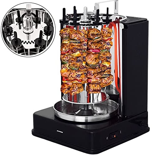 Syntrox Germany Vertikalgrill Dönergrill Gyrosgrill Fleischspieße Rotisserie Hähnchengrill ROT-A-1400W-BLACK-Bilbao
