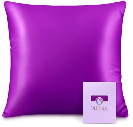 OLESILK Seide Kissenbezug Kissenhülle Haar- und Hautpflege mit Reißverschluss 16 Momme 1 Stück Violett 40x40cm
