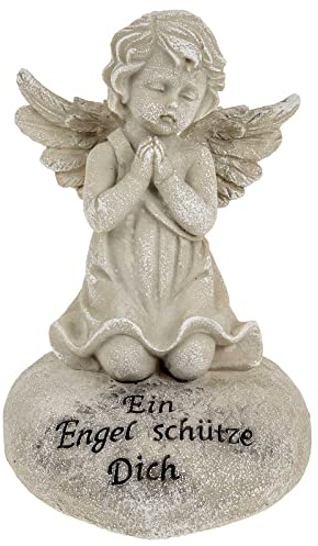 SIDCO Grabschmuck Engel - Herz Wir Vermissen Dich - Trauerengel Grabdeko Spruchstein