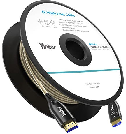 Cavo HDMI in fibra 4K 60 m, Yinker 4K 60Hz Cavo in fibra ottica HDMI 2.0 Cavo unidirezionale supporta 18Gbps 4:4:4 ARC HDR HDCP2.2 per Blu-ray/TV/proiettore/PS/Xbox (60 m)